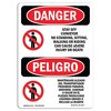 Signmission OSHA Sign, Stay Off Conveyor No Standing Bilingual, 24in X 18in Rigid Plastic, 18" W, 24" L, Spanish OS-DS-P-1824-VS-1397